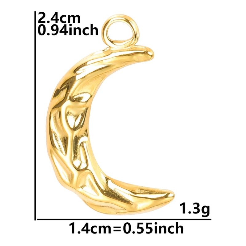 Crescent Stainless Steel Necklace Pendant Moon Earring Charm Craft Supplies