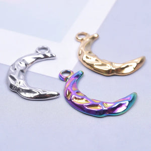 Crescent Stainless Steel Necklace Pendant Moon Earring Charm Craft Supplies