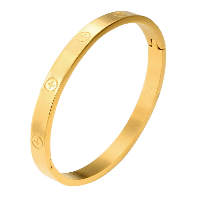 Cross Bangle Open Cuff Bracelets Stainless Steel Bangles