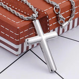 Men's Stainless Steel Silver Cross Necklace