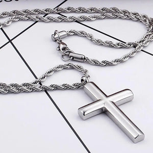 Men's Stainless Steel Silver Cross Necklace