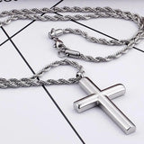 Men's Stainless Steel Silver Cross Necklace