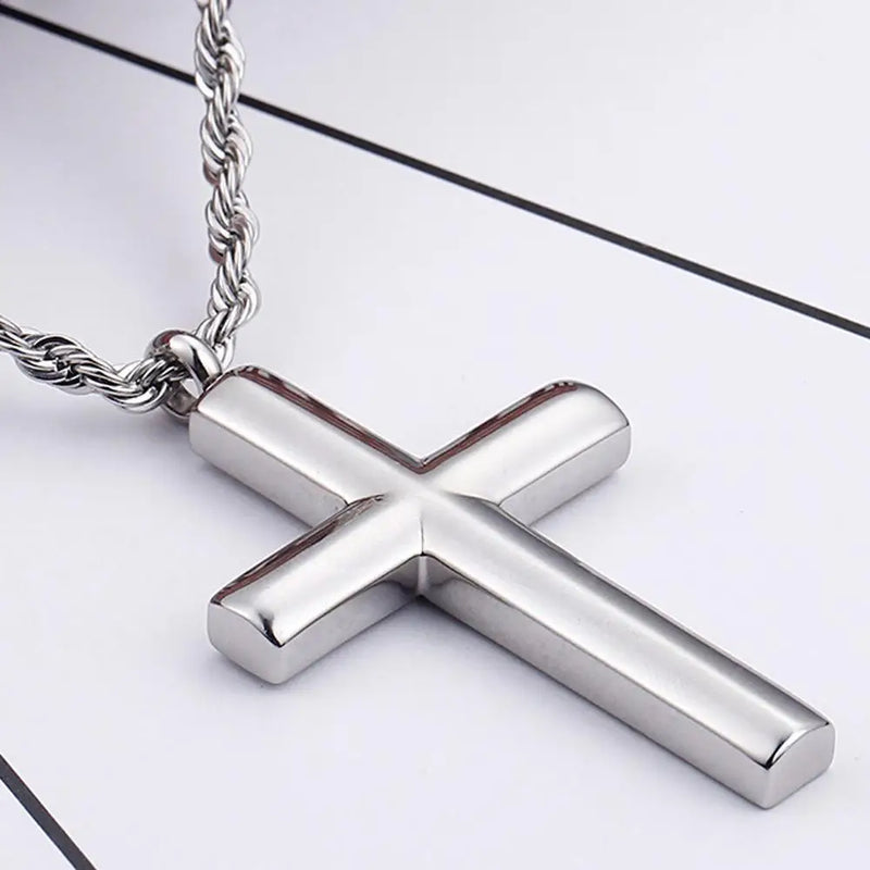 Men's Stainless Steel Silver Cross Necklace