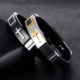 Silicone Wristband Men Bracelet Rubber Cuff Punk Style