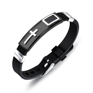 Silicone Wristband Men Bracelet Rubber Cuff Punk Style
