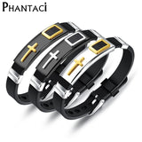 Silicone Wristband Men Bracelet Rubber Cuff Punk Style
