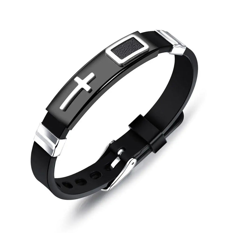 Silicone Wristband Men Bracelet Rubber Cuff Punk Style