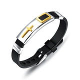 Silicone Wristband Men Bracelet Rubber Cuff Punk Style