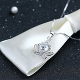 Crown Pendant Necklace Sterling Silver Romantic Crystal Chain