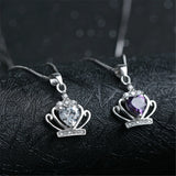 Crown Pendant Necklace Sterling Silver Romantic Crystal Chain