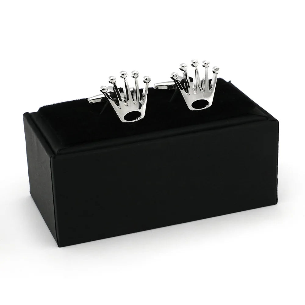 Crown Style Men's Cufflinks Metal Electroplated Sleeve Needles