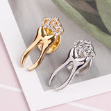 Crown Tooth Shape Brooch Alloy Crystal Brooches Dentist Gift Women Girls