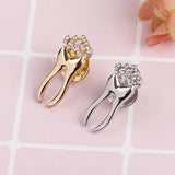 Crown Tooth Shape Brooch Alloy Crystal Brooches Dentist Gift Women Girls