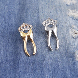Crown Tooth Shape Brooch Alloy Crystal Brooches Dentist Gift Women Girls