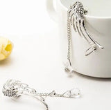 Crystal Angle Wing Earrings With Pendant Ear Cuff Women Jewelry