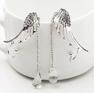 Crystal Angle Wing Earrings With Pendant Ear Cuff Women Jewelry