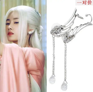 Crystal Angle Wing Earrings With Pendant Ear Cuff Women Jewelry