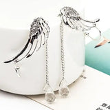 Crystal Angle Wing Earrings With Pendant Ear Cuff Women Jewelry