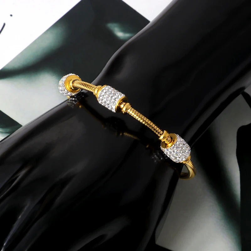 Crystal Bangle Cubic Zirconia Stainless Steel Bracelet for Women