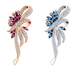 Crystal Bauhinia Brooch Rhinestone Lapel Pin Wedding Jewelry Women