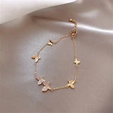 Crystal Butterfly Charm Bracelet Silver Chain Wedding Jewelry