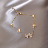 Crystal Butterfly Charm Bracelet Silver Chain Wedding Jewelry