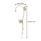 Zircon Flower Ear Cuff Tassel Earrings Clip Jewelry