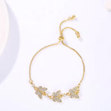 Crystal Butterfly Tennis Bracelet Enamel Heart Charm Bangle