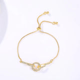 Crystal Butterfly Tennis Bracelet Enamel Heart Charm Bangle