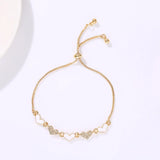 Crystal Butterfly Tennis Bracelet Enamel Heart Charm Bangle