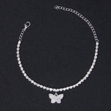 Crystal Butterfly Charm Anklet Palm Leaves Foot Bracelet