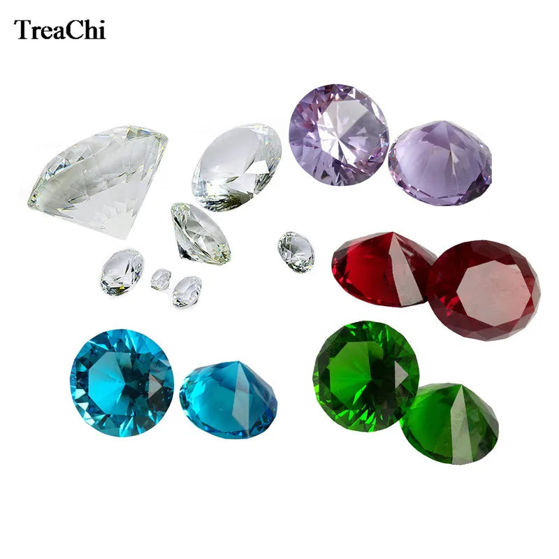 Faceted Cut Glass Diamond Paperweight - 5 Colors