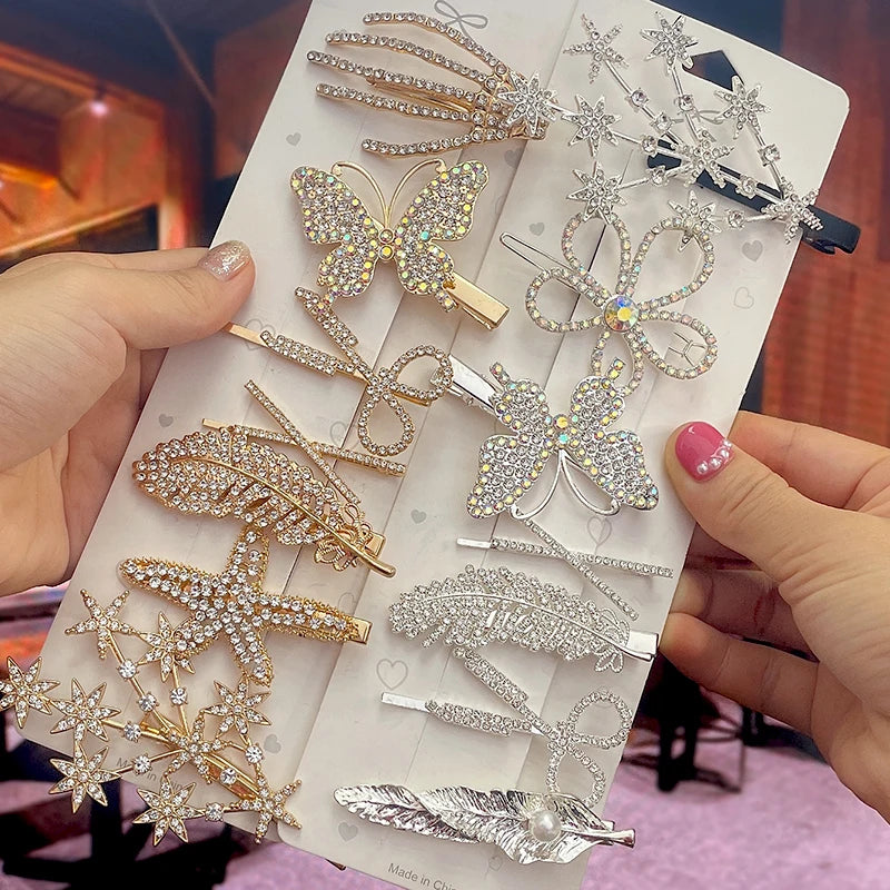 Crystal Hair Clips Snowflake Butterfly Flower Rhinestone Hair Accessories