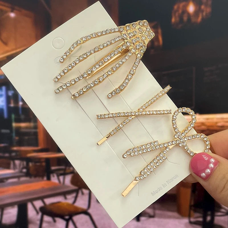 Crystal Hair Clips Snowflake Butterfly Flower Rhinestone Hair Accessories