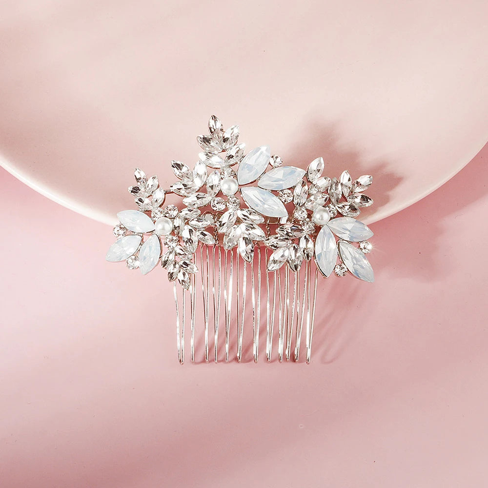 Crystal Hair Comb Clips Silver Bridal Wedding Hair Jewelry