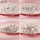 Crystal Hair Comb Clips Silver Bridal Wedding Hair Jewelry