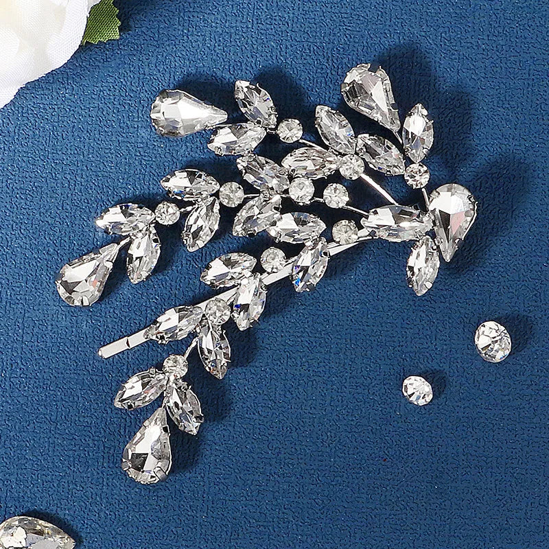 Crystal Hairpins Silver Hair Clips Bride Headpiece