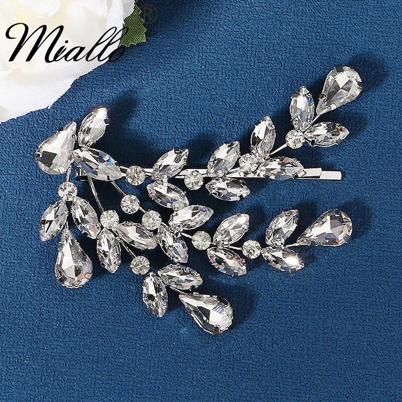 Crystal Hairpins Silver Hair Clips Bride Headpiece