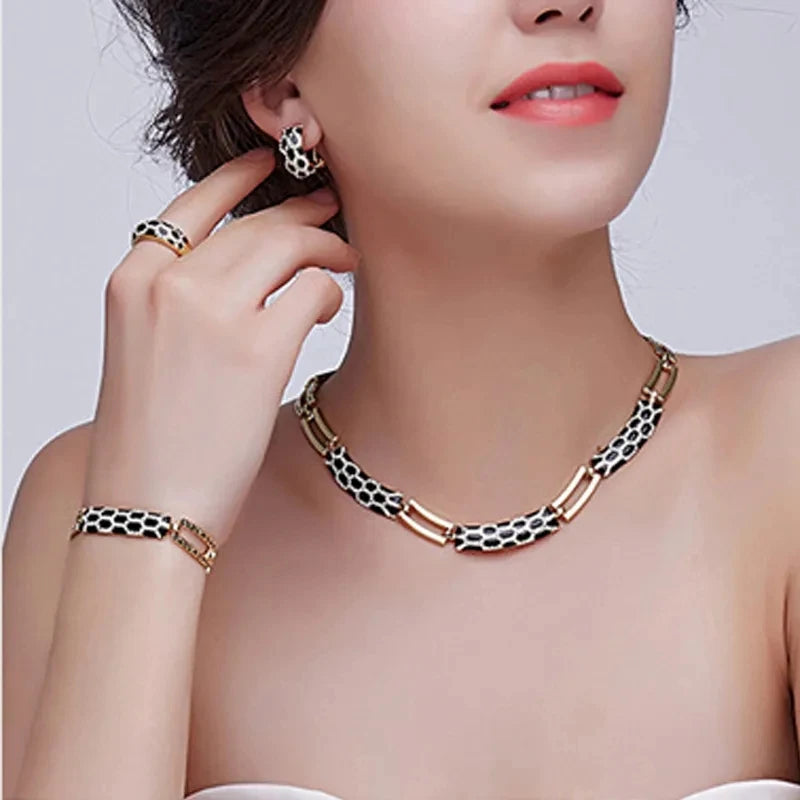 Crystal Jewelry Set 18K Plated Dubai Necklace Earrings