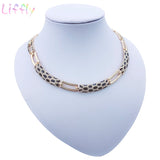 Crystal Jewelry Set 18K Plated Dubai Necklace Earrings