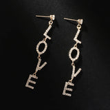 Crystal Earrings Rhinestone Letter Dangle Party Statement Earring
