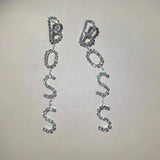 Crystal Earrings Rhinestone Letter Dangle Party Statement Earring