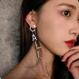Crystal Earrings Rhinestone Letter Dangle Party Statement Earring