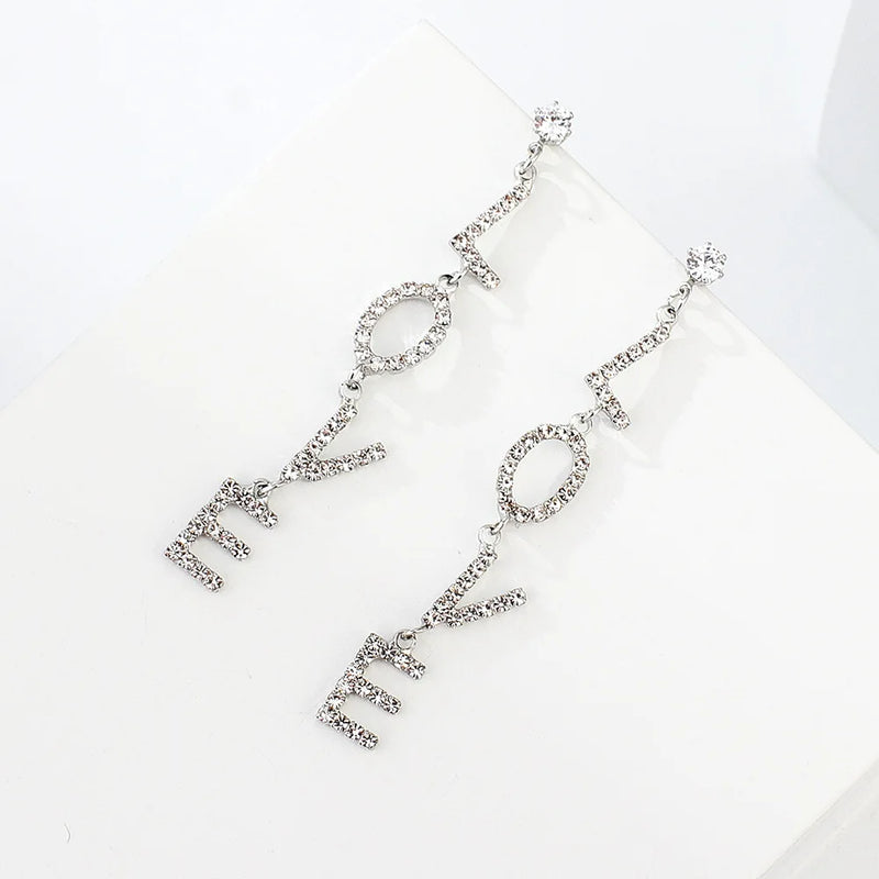 Crystal Earrings Rhinestone Letter Dangle Party Statement Earring
