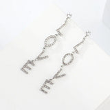 Crystal Earrings Rhinestone Letter Dangle Party Statement Earring