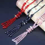 Crystal Tassel Sweater Chain Necklace for Women Girls