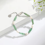 Crystal Natural Stone Pearl Bead Women Bracelet Vintage Lucky Charm Bangle
