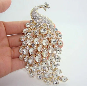 Crystal Peacock Brooch Pin for Women