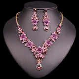 Crystal Pendant Statement Necklace Boho Bridal Jewelry