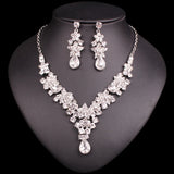 Crystal Pendant Statement Necklace Boho Bridal Jewelry